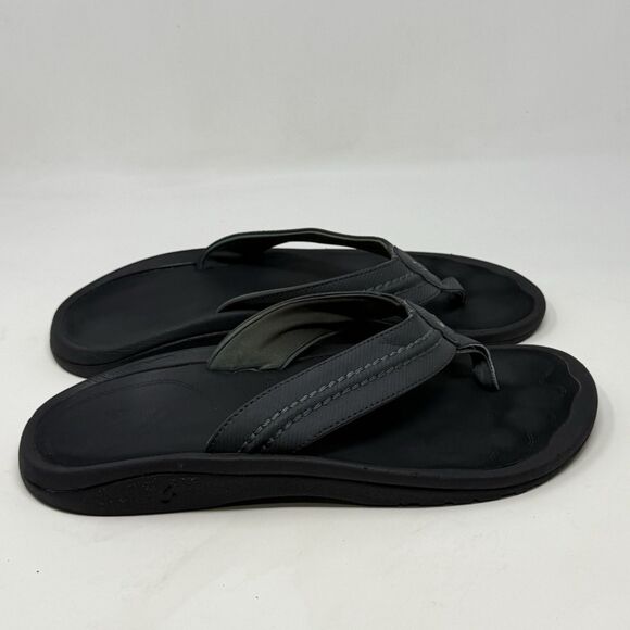 Olukai Hokua Sandals Flip Flops Mens 13 Gray Green Thong Comfort Casual Beach